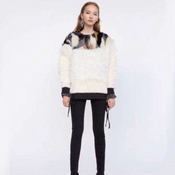 Zara | Tops | Euc Zara Cream Black 